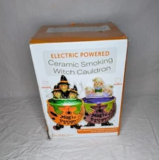 Witch with Smoking Cauldron LED Lighted Electric 12" by Gerson International 
