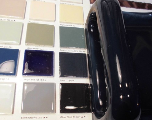 Navy Blue; Glossy Ceramic Soap Dish Tray with washcloth holder/Grab Bar New - Picture 4 of 12