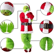 Adults The Green Monster Costume Xmas Santa Claus Cosplay Outfit Christmas Gifts