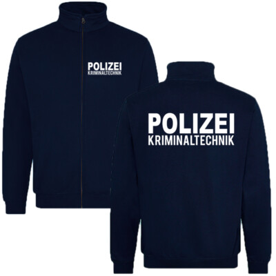 KRIMINALTECHNIK Sweatjacke POLIZEI schwarz o. marineblau versch. Druckfarben P17