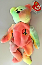 PEACE BEAR #4053 BEANIE BABY MWMTS GREAT COLORS!!  PVC PELLETS!!!