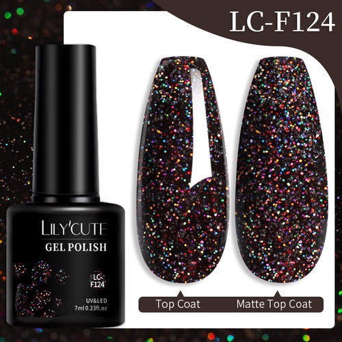 LILYCUTE 7ml UV Gel Nail Polish Pink Blue Purple Glitter Soak Off Gel Varnish - Picture 140 of 230