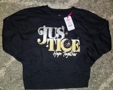 Girls justice crew sweatshirt size 16/18 new black logo/graphics