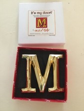 Michael Healy M Monogram Kołatka do drzwi Polerowane mosiężne wykończenie Solidny mosiądz 3,5" NOWA