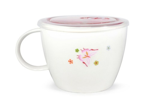 Tazón de fideos de cerámica para microondas con mango y sello diseño floral de porcelana fina - Imagen 9 de 14