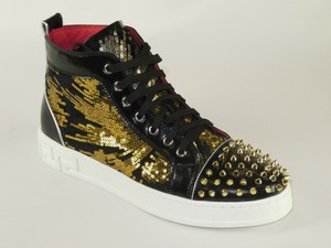 black shoes with gold spikes