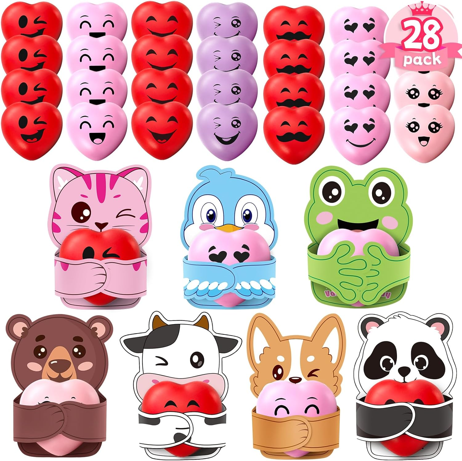 Valentines Day Cards for Kids School with 28 Fun Designs and Stickers