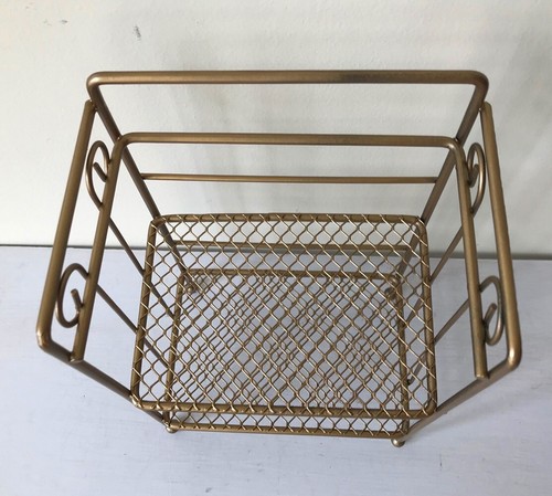 Vintage Bauernhaus Gold Metall Tischplatte Gitter Regal 2 Ebenen 5,25 x 3,5 x 8,25" - Bild 6 von 17