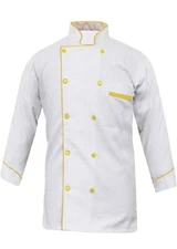 Men Chef Coat Long Sleeve Jacket Restaurant Kitchen Cooking Workwear Uniform