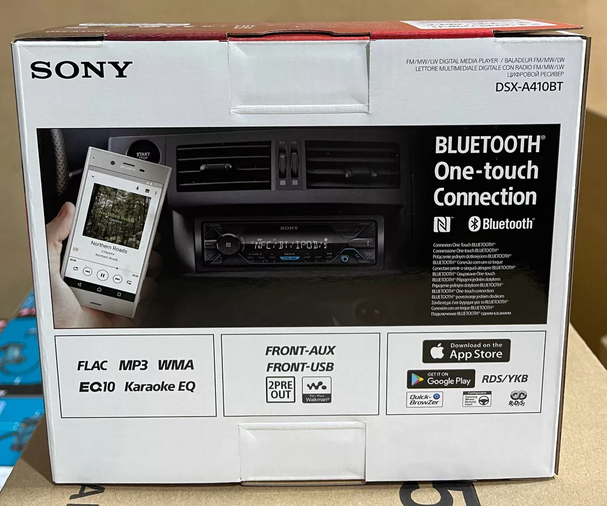  Sony DSX-A410BT Single Din Bluetooth Front USB AUX Car Stereo  Digital Media Receiver Bundled with Earbuds (No CD Player) : Electronics