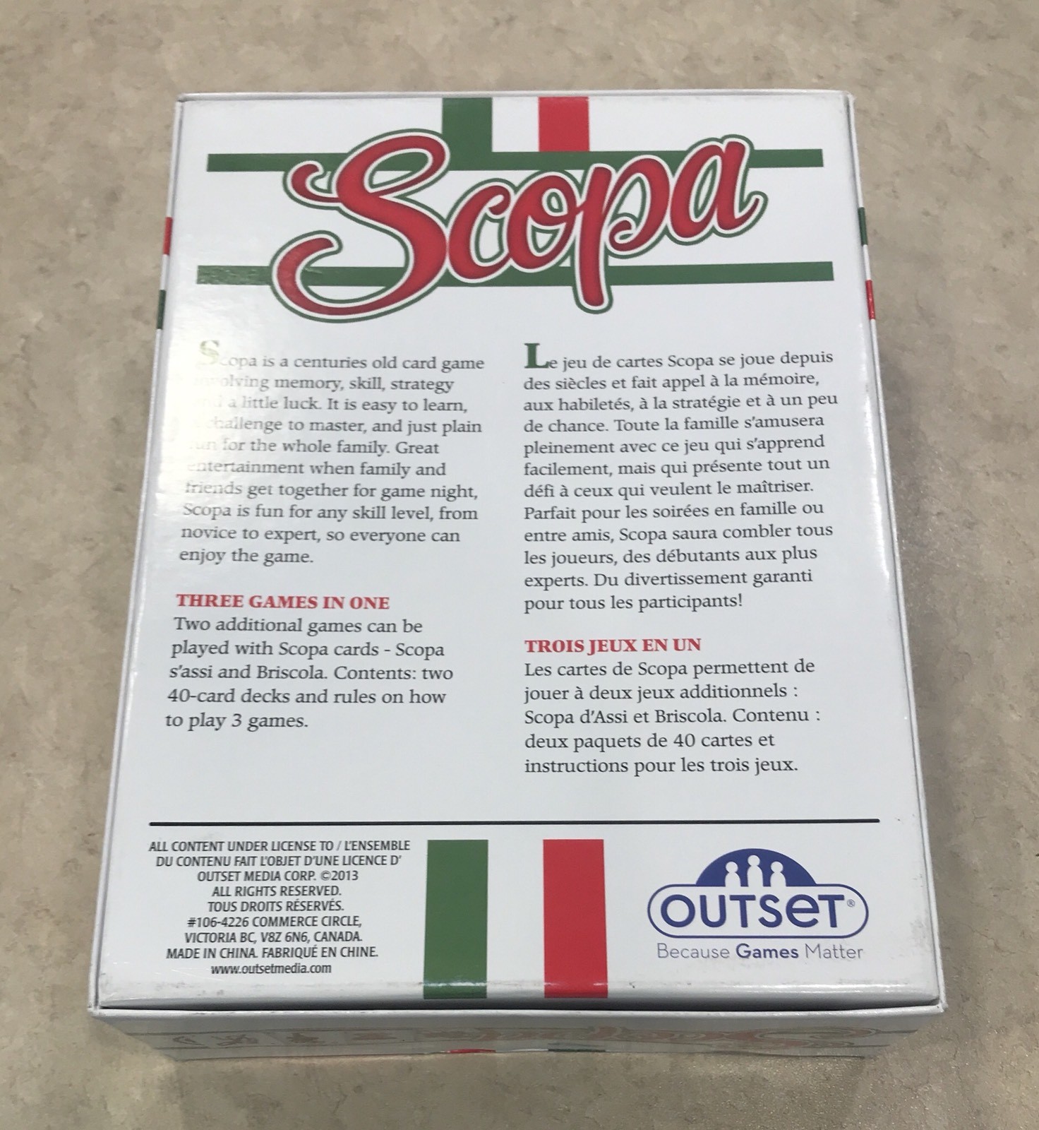 Scopa Traditional Italian Card Game Opened But Cards Are Sealed OUTSET  MEDIA | eBay