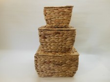 Regalkorb Schrankkorb Korb mit Deckel Wasserhyazinthe aus 3 Größen wählbar