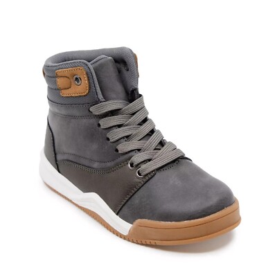 LONDON FOG Stepney Big Boys Hi-Top Sneakers, Size: 5,  Charcoal Grey - NEW