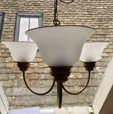 Vintage 3 Opaque Glass Chandelier Ceiling Light Used Cheap Antique Retro 