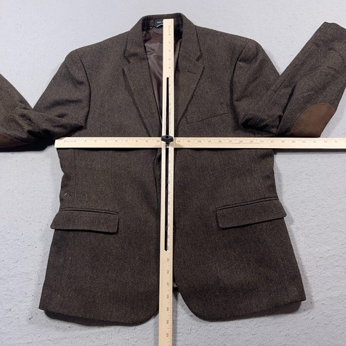 Tommy Hilfiger Men's 42 S Brown Wool Blend Blazer Elbow Patches Academia Office - Picture 4 of 9