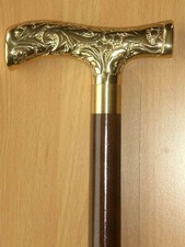 Antique Brass Derby Head Handle Wooden Walking Stick Cane Designer Style Gift