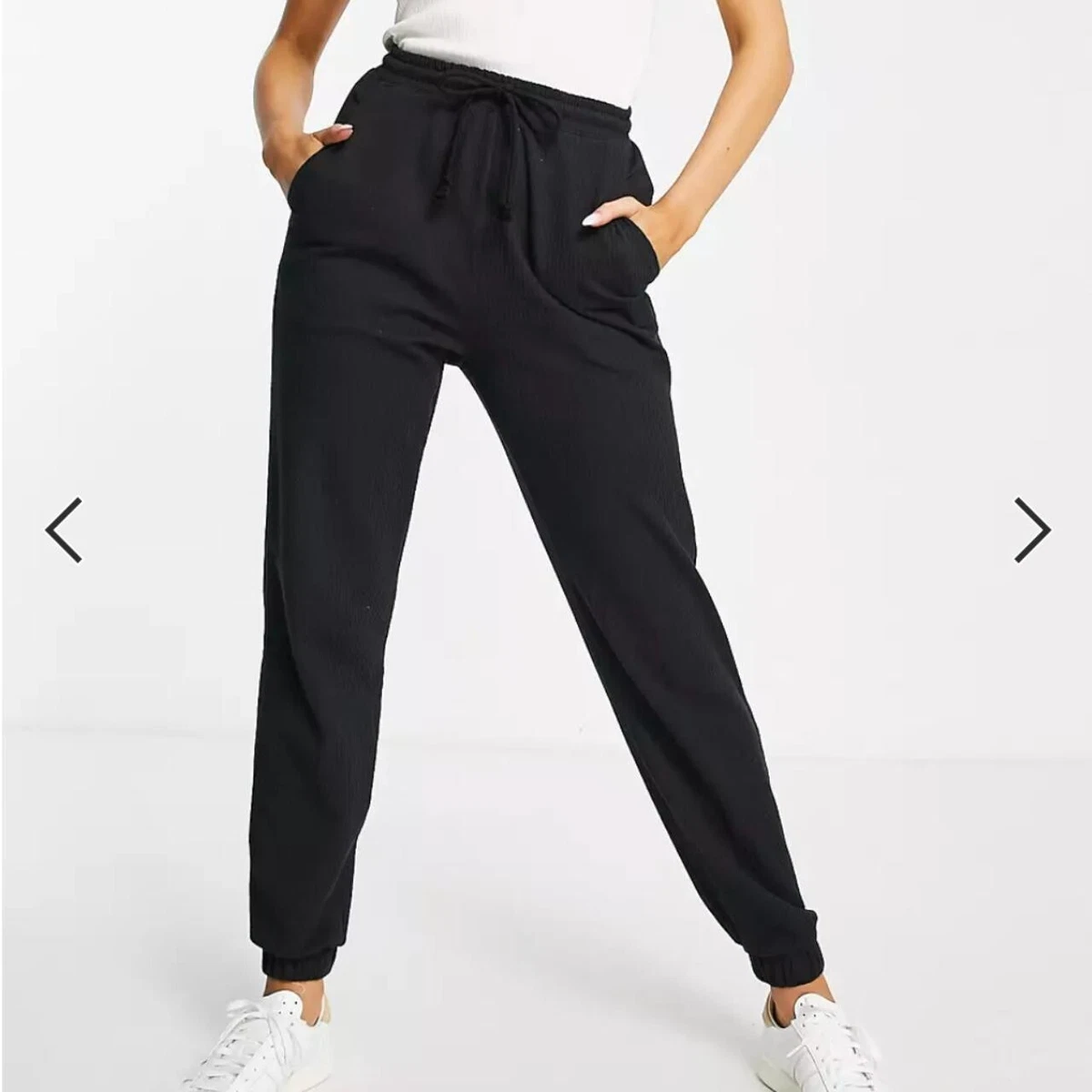 womens asos adidas originals ribbed cuffed sweatpants in black