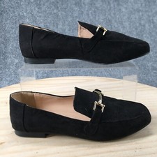 Forever Sole Shoes Womens 7.5 Casual Almond Loafers Flats Comfort Black Slip On
