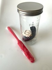 24oz Sourdough Starter Jar Kit w/ Date Marked Feeding Band Silicone Scraper NEW