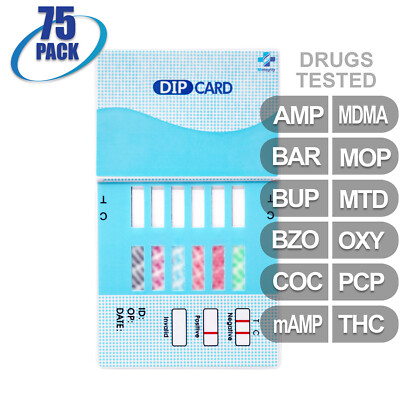 NEW Mintegrity Drug Test 12-Panel Dip Card Urine Home Kit 75-Pack #MI-WDOA-6125