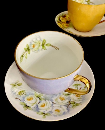 Gorgeous Vintage Arzberg Hand Painted Floral 6 Tea Cups Saucers, Artist Signed - Picture 5 of 9