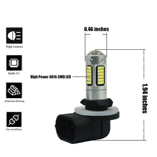 2pcs 6000K 881 30-SMD Xenon White LED projector Bulbs Fog Lights/High Beam DRL - Picture 2 of 9