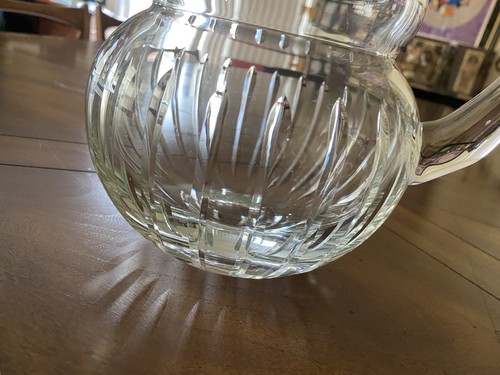 Block Crystal Double Gourd 9'' Tall Water Beverage Pitcher Signed Portugal - Picture 2 of 13