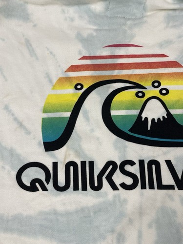Quiksilver Blue White Tie Dye Pullover Double-Sided Fleece Graphic Hoodie Size S - Picture 6 of 14