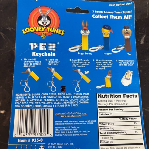 Dispensador PEZ - Looney Tunes Taz Llavero Cardado Diablo Tazmano con Caramelo - Imagen 3 de 3