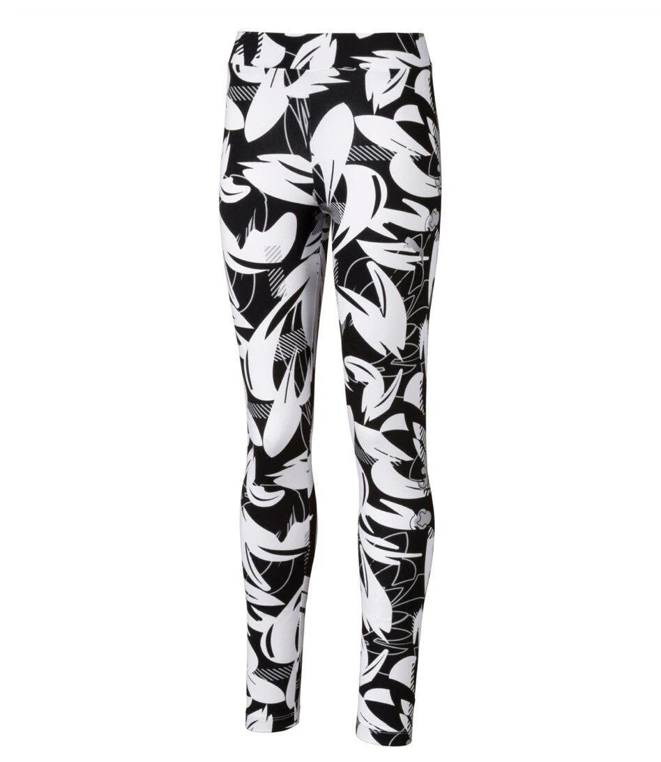 Junior Puma Alpha AOP Girls Leggings Black & White Patterned 854278 NEW |  eBay