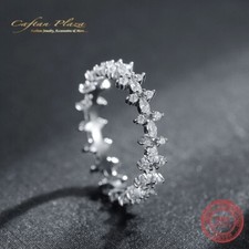 Damenring feiner Eternity Ring 925 Silber Gold plt mit Cubic Zirkonia AAA +