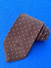 Authentic MARK CROSS Star Dots Design On Brown 100% Silk Necktie Tie