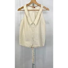 PILCRO Anthropologie Tie Front Button Down Tank Top Textured Cream Size S