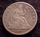 1877 CC Seated Liberty Half Dollar Fine + to Very Fine a quite Attractive Coin