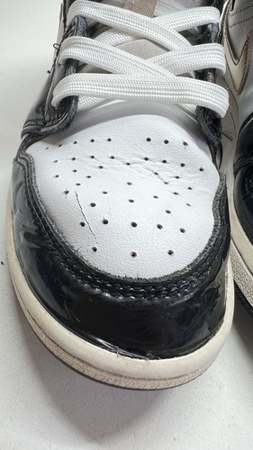 Nike Air Jordan 1 Mid SE charol negro dorado 5 años para mujer 6,5 - Imagen 2 de 9