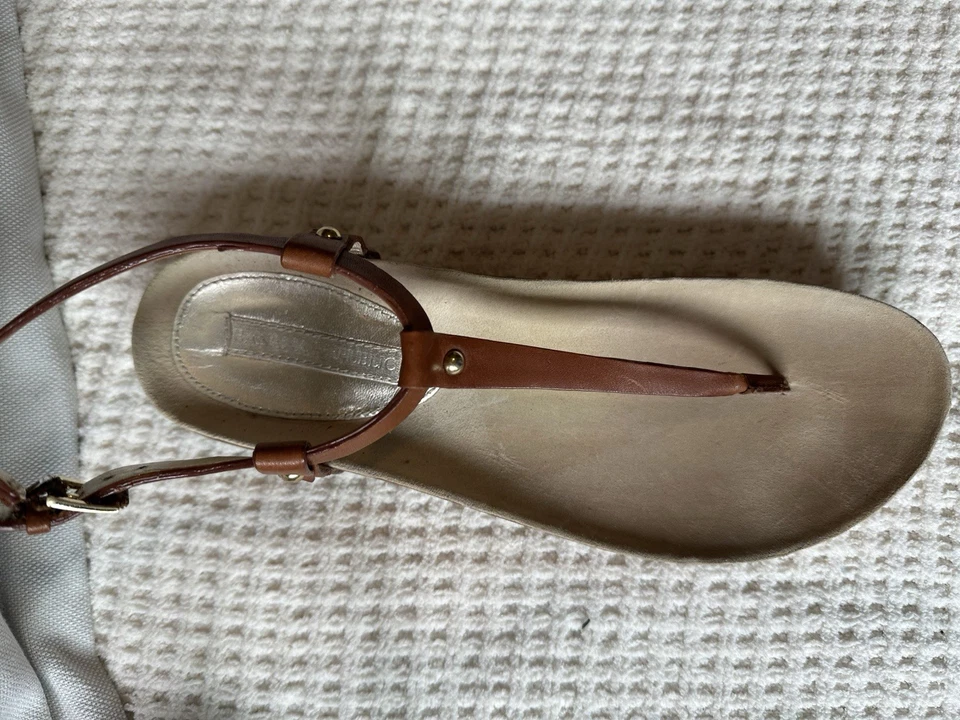 Sandalia Tanga Cuero Banana Republic Talla 9 Coñac Foto 3 de 4