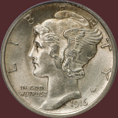 1916-D 10C Mercury Dime-Series Key Date- Low production in the first year