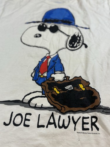SNOOPY Vintage JOE LAWYER Peanuts Double-Sided T-Shirt CHAS SCHULZ ATTORNEY XL - Picture 2 of 6