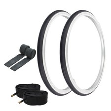 PRO TIRES 24 x 1-3/8" BLACK/WHITE P-1179 W/TUBES  RIM STRIPS