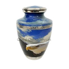 White Eagle Designed Large Blue Cloudy Sky Adult Memorial Human Urn For Ashes
