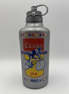 VINTAGE 1980 COORS BICYCLE CLASSIC WATER BOTTLE -  SILVER by Mariplast