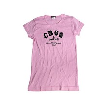 CBGB OMFUG Pink Graphic Tee Shirt Womens Small Home of Underground Rock USA Made