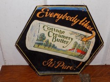 Vintage Everybody Likes Cottage Creamery Butter Double Sided Cardboard Store Han