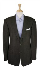 Brooks Brothers Green Black Knit Woven Wool Silk Linen 2-Btn Blazer Jacket 40L