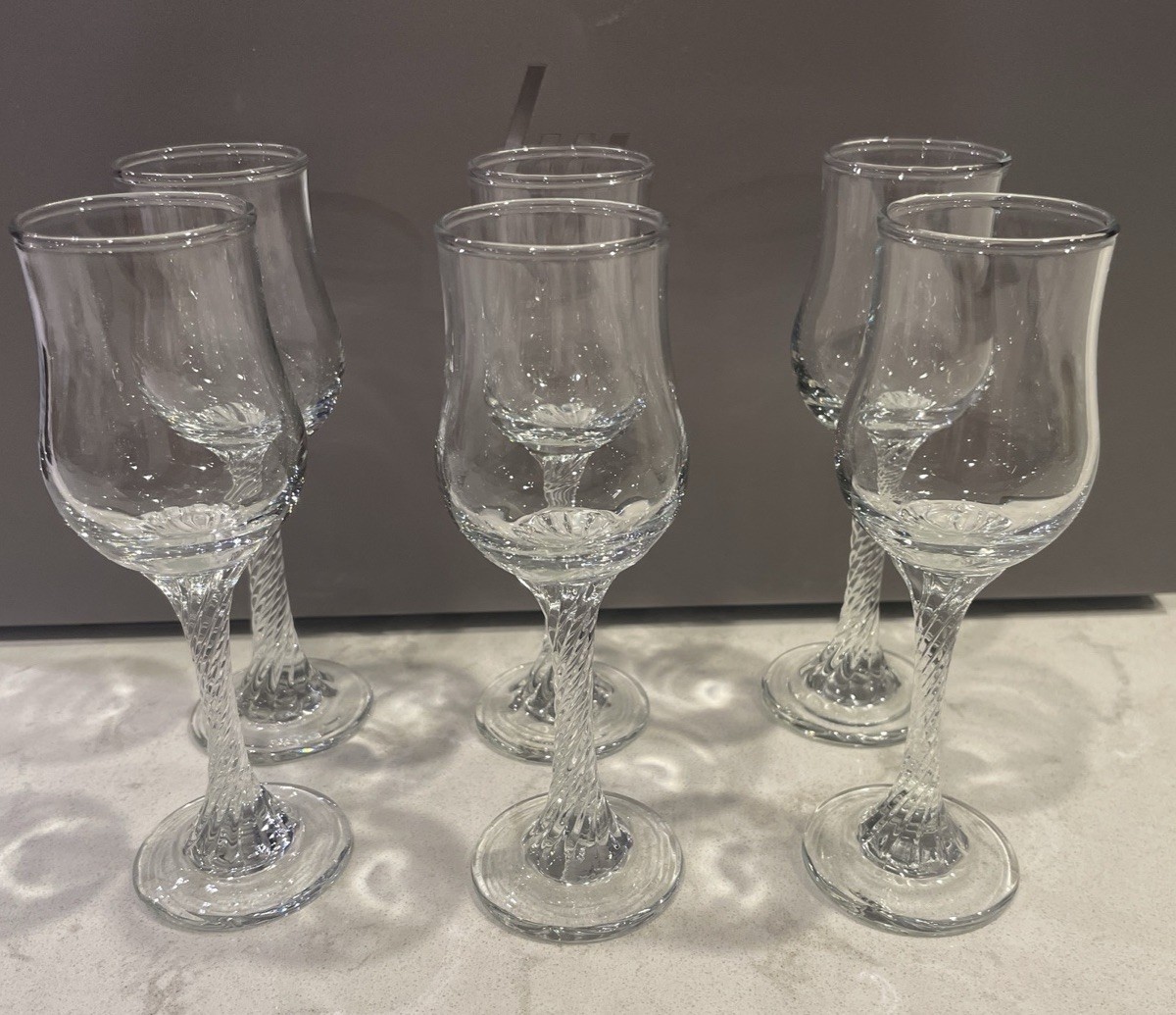 SET of 6 Vintage Cordial Shot Aperitif Glasses with Twisted Stems 5.75"