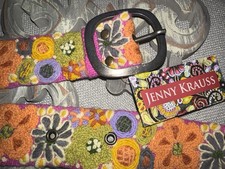 NWT JENNY KRAUSS Embrooidered 100 wool vibrant floral belt Size S WILDFLOWERS