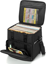 Vinyl Record Storage Carrying Bag Holds 60 LP Albums with Dividers Travel Case