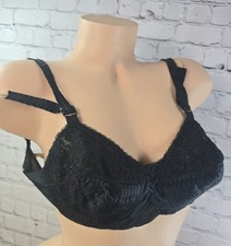 Vintage 50s 60s MCM Bullet Bra Perma Lift Black 33 32 B USA Retro Point Lace