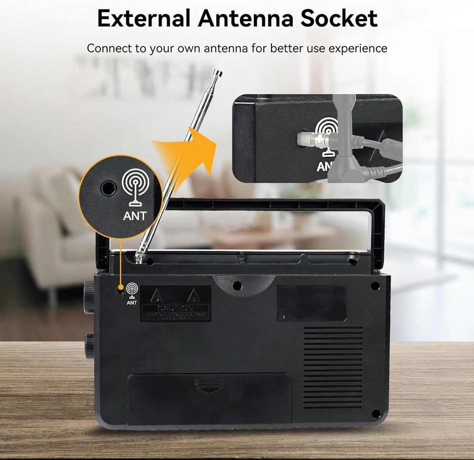Retekess TR638 AM FM Shortwave Radio, Portable Clock Radio, USB/TF, Antenna Jack - Image 2 of 4