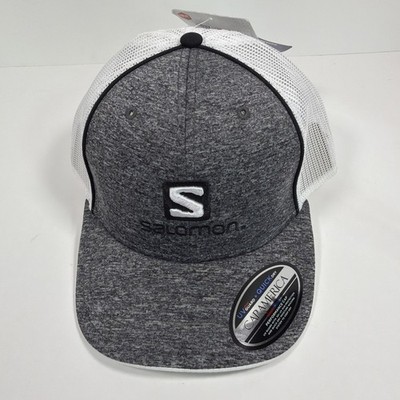 NWT Salomon Cap American Trucker Hat Cap Performance Strap Back Gray White